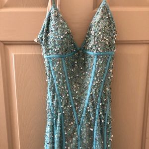 Light Blue Mermaid Sequin Dress